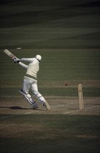 10085689 SPORT   Cricket  Pakistan Cricket Tour. Batter with ball traveling past him towards stumps