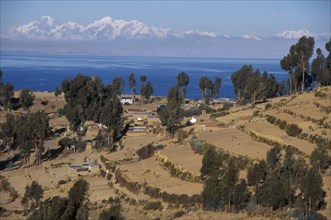 BOLIVIA, Lake Titicaca, Isla del Sol & Cordillera Real behind