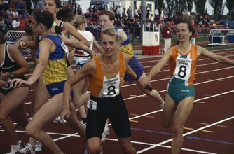 10097054 SPORT   Athletics England. Moorways Derby. Ladies 4X100 Relay race Baton change
