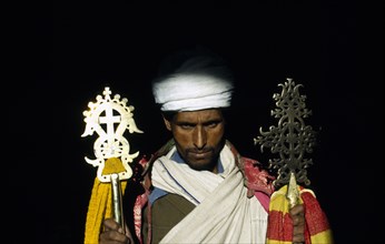 ETHIOPIA,  , Lalibela, Portrait of Ethiopian Christian priest.