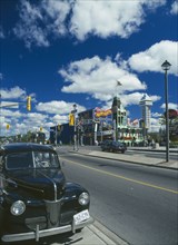 CANADA, Ontario  , Niagara Falls, Victoria Avenue Old Car outside Gangster Museum Clifton Hill