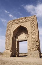 UZBEKISTAN , Architecture, Old Caravanserai Portal on the road from Samarkand to Bukhara