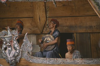 INDONESIA, Sumatra, Lake Toba.  Batak musicians of the Gamelan Simanindo Batak community on Samosir