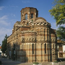 BULGARIA, Burgas Region , Nesebur ,  Art gallery in converted traditional church Intricate stone
