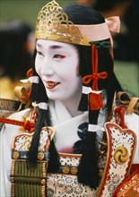 JAPAN, Honshu, Kyoto, Portrait of woman in traditional costume at the Jidai Matsuri Festival Of