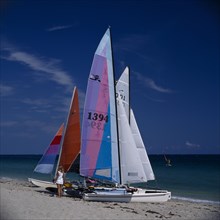 USA, Florida,  Fort Lauderdale, Hobie cats on beach