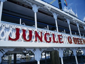 USA, Florida, Fort Lauderdale, Detail of Jungle Queen Paddle Steamer tour boat for the intecoastal