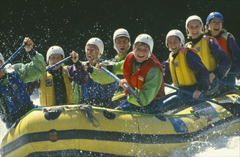 SPORT, Water, Rafting, Group of people white water rafting in  Austria