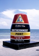 USA, Florida, Key West , Monument to signify the southernmost point of continental USA stating 90