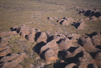 AUSTRALIA, Western Australia, Bungle Bungle National Park, Aerial view over the striped rock towers