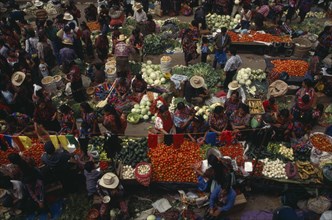GUATEMALA, Chichicastenango , Aerial view over a fruit and Vegetable market