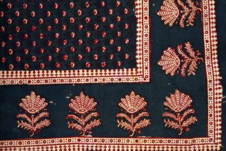 INDIA, Rajasthan, Art and Crafts, Detail of block printed fabric.