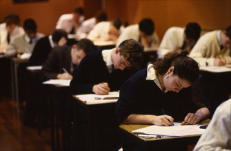 EDUCATION , Secondary, Exam, Students sitting A level examination.