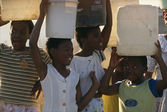 SOUTH AFRICA, KwaZulu Natal, Pietermaritzburg, "Young girls carrying water on their heads drawn
