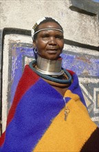 SOUTH AFRICA, KwaZulu Natal, Mpumalanga, Portrait of an Ndebele woman in traditional dress and