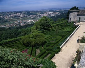 PORTUGAL, ESTREMADURA , Sintra -, Pena Palace view from over surrounding country side gardens in