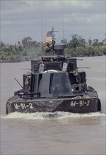 VIETNAM, Vietnam War, 1969, US Navy Monitor gunboat