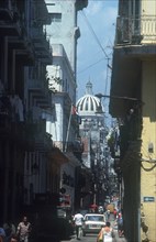 CUBA, Havana, Old Havana , Street leading to Capitol  Science Academy