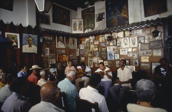 CUBA, Santiago, Band playing inside cafe Trova.