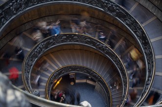 ITALY, Lazio, Rome, Looking down on the Vatican Museum Staircase.