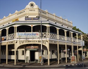AUSTRALIA, Queensland, Townsville, Tattersalls Hotel a traditional timber building with a wrought