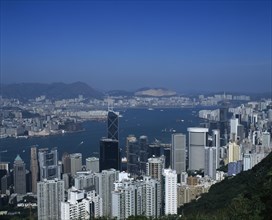 HONG KONG, Victoria Peak, View over HK Harbour & skyline