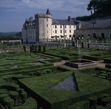 FRANCE, Loire Valley, Indre-et-Loire,  Villandry Chateau with 2rd Ornamental Garden