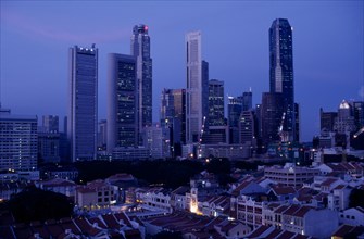 SINGAPORE, Raffles Place, City skyline at night
