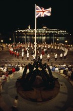 BERMUDA, Music, Band of the Bermuda Regiment performing Beat the Retreat a musical call under