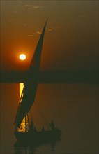 EGYPT, Luxor, Felucca on the River Nile at sunset