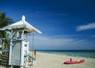 USA, Florida , Fort Lauderdale , Lifeguard hut on the beach