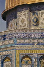 ISRAEL, Jerusalem, Temple Mount. Detail of The Dome on the Rock in the old city.
