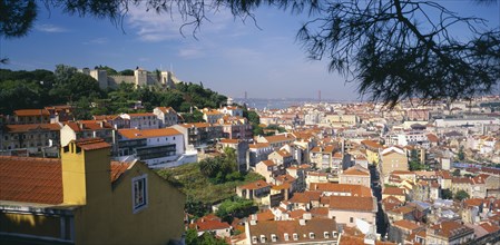 PORTUGAL, Estremadura, Lisbon, "Panoramic city view with St. George's Castle, River Tagus and 25th