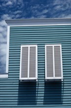 USA, Florida, Key West, Building exterior with detail of shutters on windows