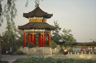 CHINA, Shandong, Jinan , Pavilion in Garden