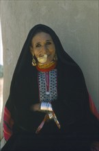 EGYPT, Western Desert, Bahariya Oasis, Bedouin woman with nose jewellery