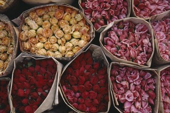 THAILAND, Bangkok , Rose bunches on display in the market