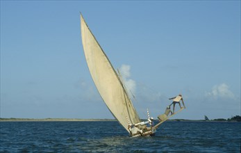 KENYA, Lamu, Dhow Off Coast