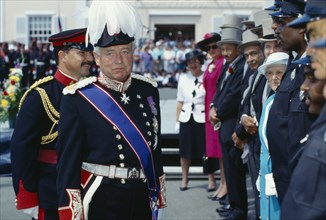BERMUDA, St Georges, The Governor of Bermuda Lord Waddington attending Masonic Peppercorn Ceremony.