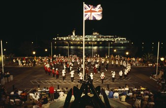 BERMUDA, Music, Band of the Bermuda Regiment performing Beat the Retreat a musical call under