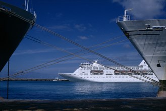 WEST INDIES, Barbados, Transport, Cruise ship in harbour.