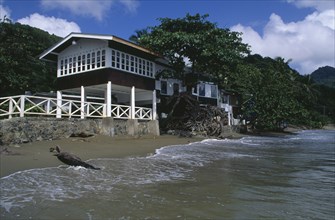 WEST INDIES  , Tobago, Speyside, Jemma's Kitchen Restaurant exterior overlooking beach.
