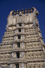 INDIA, Karnataka , Mysore, Sri Chamundeswari Temple part view of exterior.