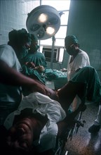 CUBA, Havana, Woman during labour in the delivery theatre of a hospital