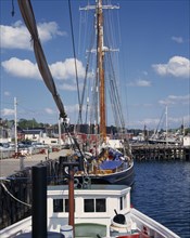 CANADA, Nova Scotia, Lunenburg , "Fisheries Museum of the Atlantic,dock side, tall mast yacht,boats