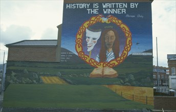 IRELAND,  North , Belfast, Nationalist mural in Cavendish Street area.