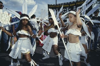ENGLAND, London, Children in costume parading during Notting Hill Carnival.