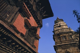 NEPAL, Bhaktapur, Angled view incorporating the Window Palace and Siddhi Lakshmi Temple.