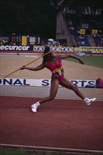 10039028 SPORT Athletics  Womens Javelin British javelin thrower Tessa Sanderson at Crystal Palace 1996