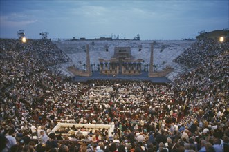 ITALY, Lombardy Amphi-theatre, Verona , The Amphitheatre with a performance of the opera Aida in